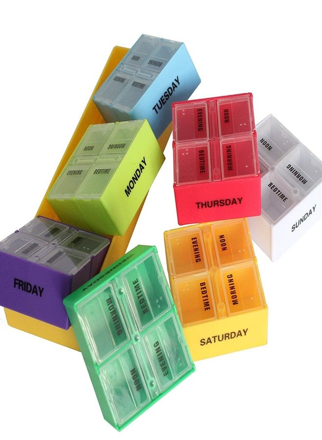 Topinon 7 Day 28 Compartment Pill Box | Weekly Medicine Organizer with Morning, Noon, Night Sections | Portable Pill Storage Container Case for Tablets, Vitamins, and Supplements - Image 4